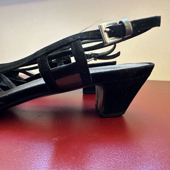 **PRADA Low Heel Slingbacks Black Suede and Silver, Size 39.5 / 9 US - Picture 3 of 7